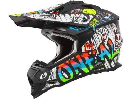 O´Neal 2SRS Rancid Motocross Helm -Motorradzubehör Geschäft 2024 oneal 2srs helmet rancid v 24 black white 45 right 5581