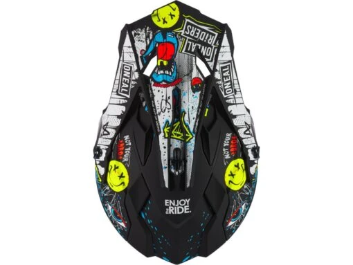 O´Neal 2SRS Rancid Motocross Helm -Motorradzubehör Geschäft 2024 oneal 2srs helmet rancid v 24 black white top 5584