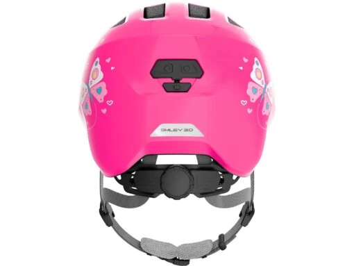 Abus Smiley 3.0 Fahrrad-Kinderhelm, Pink Butterfly -Motorradzubehör Geschäft 672583 smiley 3 0 pink butterfly rear cmyk 2314