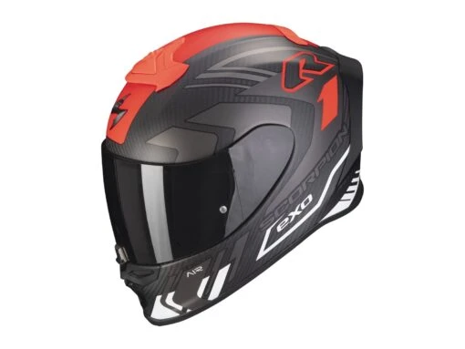Scorpion Exo-R1 Evo Carbon Air Supra Motorradhelm, Matt Carbon-rot-weiss -Motorradzubehör Geschäft a scorpionexor1carba supra matblaneoredwhi getstung 1920x1920 3081