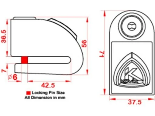 Kovix KD6 Alarm Bremsscheibenschloss -Motorradzubehör Geschäft kd6 mass 1348