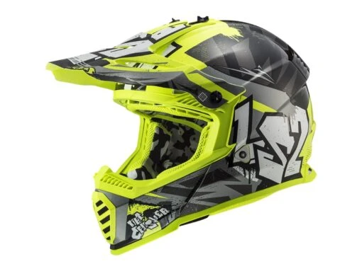 LS2 MX437 Fast Evo II Mini Crusher Kinder Motorradhelm -Motorradzubehör Geschäft mx437 fast evo crusher black h v yellow 404373412 4988