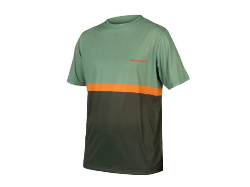 Endura Single Track Core Fahrrad Shirt, Grün-orange -Motorradzubehör Geschäft r e3232ot y1 5341