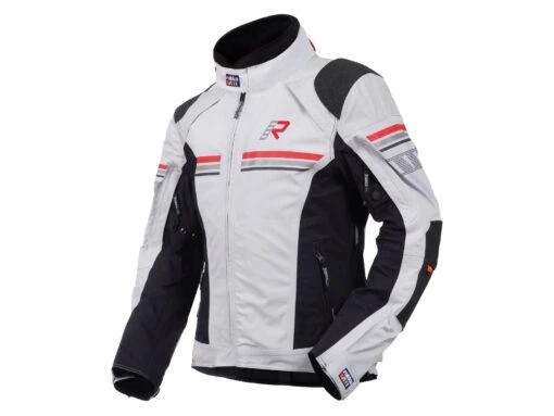 Rukka Armatou-R Motorradjacke, Grau-rot -Motorradzubehör Geschäft rukka armatou r motorradjacke herren grau rot 5208