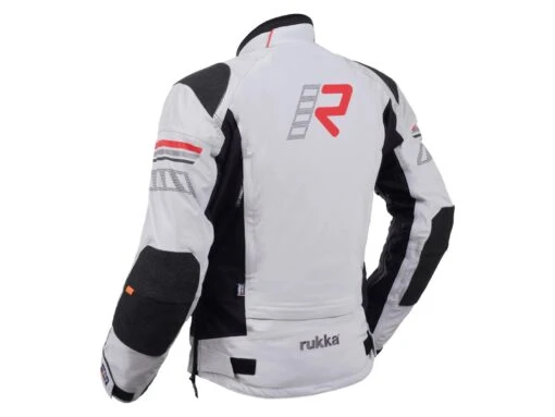 Rukka Armatou-R Motorradjacke, Grau-rot -Motorradzubehör Geschäft rukka armatou r motorradjacke herren grau rot back 5209