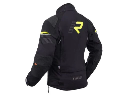 Rukka Armatou-R Motorradjacke, Schwarz-gelb -Motorradzubehör Geschäft rukka armatou r motorradjacke herren schwarz gelb back 5213