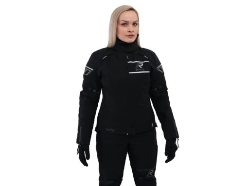 Rukka Raptorina Gore-Tex Pro Damen Motorradjacke, Schwarz-silber -Motorradzubehör Geschäft rukka raptorina motorradjacke damen schwarz silber modelcropped 5553