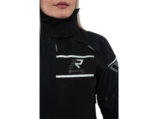 Rukka Raptorina Gore-Tex Pro Damen Motorradjacke, Schwarz-silber -Motorradzubehör Geschäft rukka raptorina motorradjacke damen schwarz silber modeldetail 01 5554